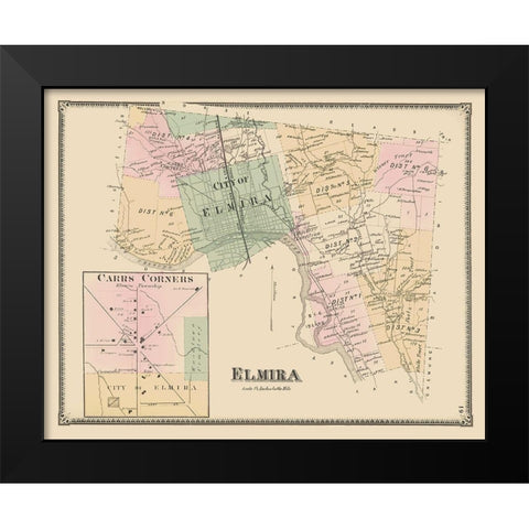Elmira, Carrs Corner New York Landowner Black Modern Wood Framed Art Print by Beers