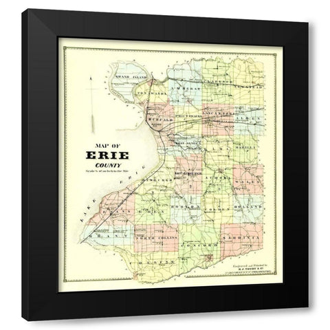 Erie New York - Burr 1880 Black Modern Wood Framed Art Print with Double Matting by Burr