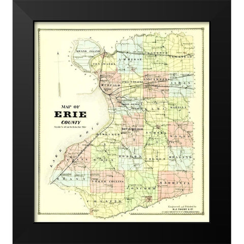 Erie New York - Burr 1880 Black Modern Wood Framed Art Print by Burr
