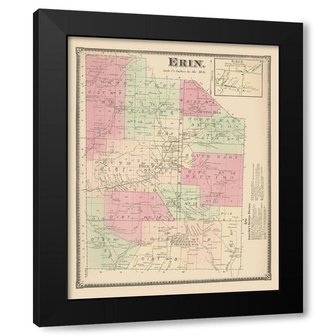 Erin New York Landowner - Beers 1869 Black Modern Wood Framed Art Print by Beers