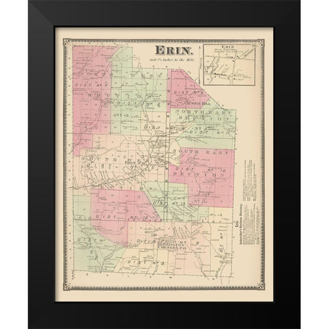 Erin New York Landowner - Beers 1869 Black Modern Wood Framed Art Print by Beers