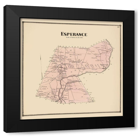 Esperance New York Landowner - Stone 1866 Black Modern Wood Framed Art Print with Double Matting by Stone