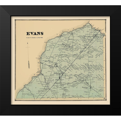 Evans New York Landowner - Stone 1866 Black Modern Wood Framed Art Print by Stone