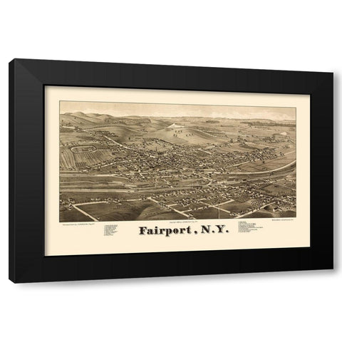 Fairport New York - Burleigh 1885  Black Modern Wood Framed Art Print with Double Matting by Burleigh