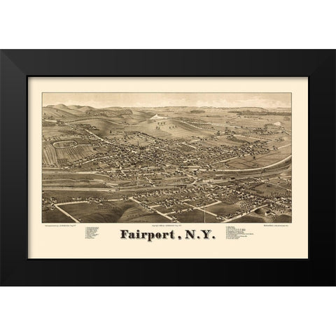 Fairport New York - Burleigh 1885  Black Modern Wood Framed Art Print by Burleigh