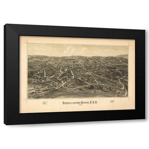 Fishkill New York - Burleigh 1886  Black Modern Wood Framed Art Print by Burleigh