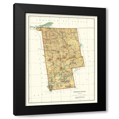 Franklin New York Landowner - Bien 1895 Black Modern Wood Framed Art Print with Double Matting by Bien