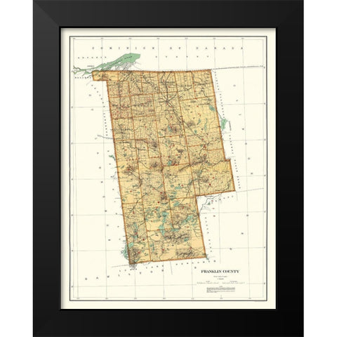 Franklin New York Landowner - Bien 1895 Black Modern Wood Framed Art Print by Bien