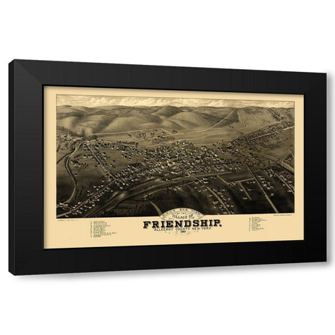 Friendship New York - Stoner 1882  Black Modern Wood Framed Art Print with Double Matting by Stoner