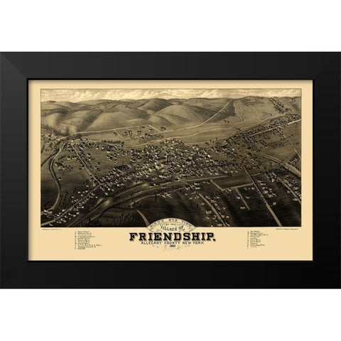 Friendship New York - Stoner 1882  Black Modern Wood Framed Art Print by Stoner