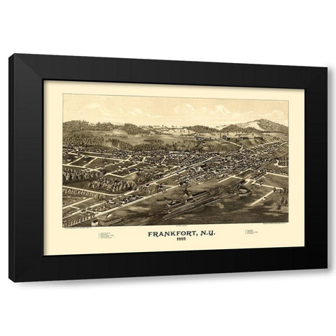 Frankfort New York - Burleigh 1887  Black Modern Wood Framed Art Print with Double Matting by Burleigh