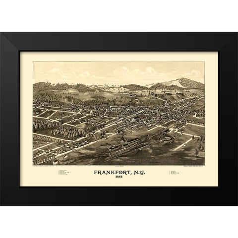 Frankfort New York - Burleigh 1887  Black Modern Wood Framed Art Print by Burleigh
