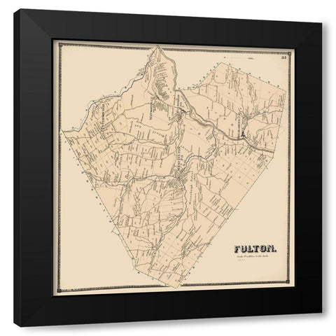 Fulton New York Landowner - Stone 1866 Black Modern Wood Framed Art Print with Double Matting by Stone