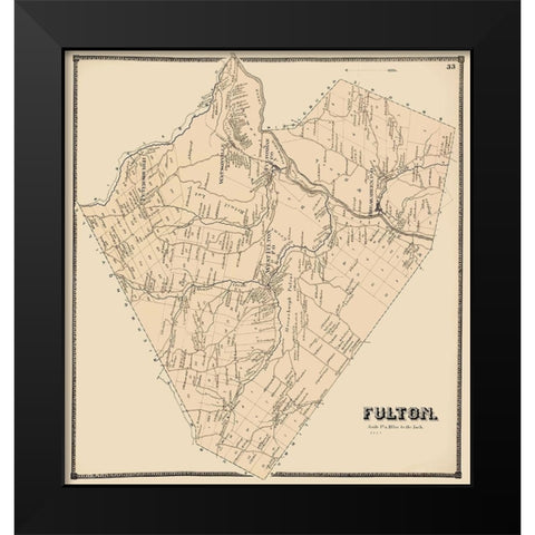 Fulton New York Landowner - Stone 1866 Black Modern Wood Framed Art Print by Stone