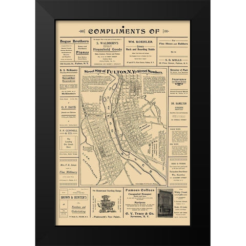 Fulton New York - Worden 1903  Black Modern Wood Framed Art Print by Worden