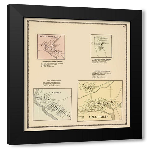 Gallupville New York Landowner - Beers 1866 Black Modern Wood Framed Art Print by Beers