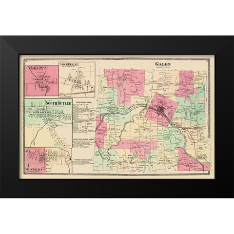 Galen New York Landowner - Beers 1874 Black Modern Wood Framed Art Print by Beers