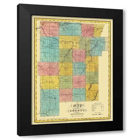 Genesee New York Landowner - Burr 1829 Black Modern Wood Framed Art Print with Double Matting by Burr