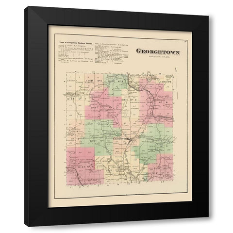 Georgetown New York Landowner - Whitman 1875 Black Modern Wood Framed Art Print with Double Matting by Whitman