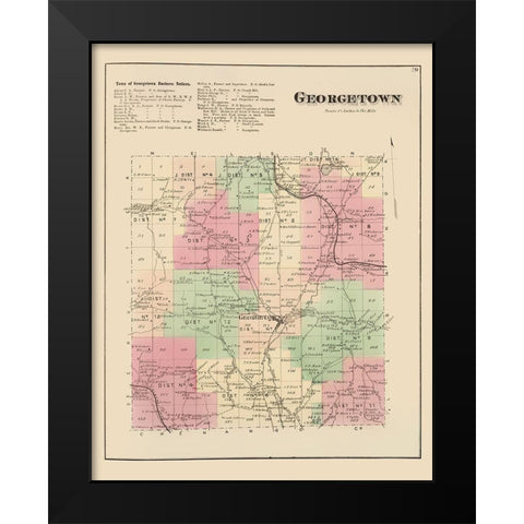 Georgetown New York Landowner - Whitman 1875 Black Modern Wood Framed Art Print by Whitman
