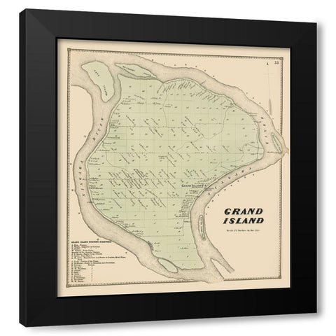 Grand Island New York Landowner - Stone 1866 Black Modern Wood Framed Art Print with Double Matting by Stone