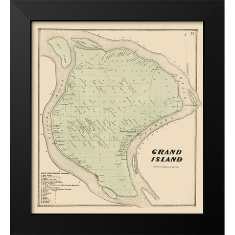 Grand Island New York Landowner - Stone 1866 Black Modern Wood Framed Art Print by Stone