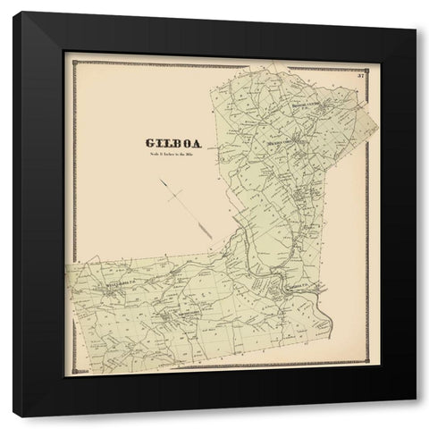 Gilboa New York Landowner - Stone 1866 Black Modern Wood Framed Art Print with Double Matting by Stone