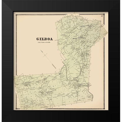 Gilboa New York Landowner - Stone 1866 Black Modern Wood Framed Art Print by Stone