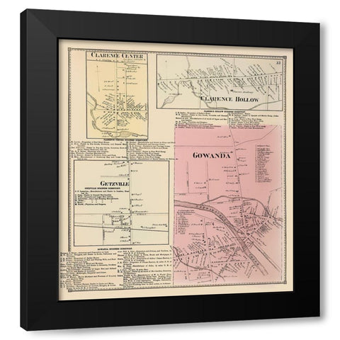 Gowanda New York Landowner - Stone 1866 Black Modern Wood Framed Art Print with Double Matting by Stone
