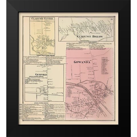 Gowanda New York Landowner - Stone 1866 Black Modern Wood Framed Art Print by Stone
