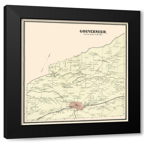 Gouverneur New York Landowner - Stone 1865 Black Modern Wood Framed Art Print by Stone