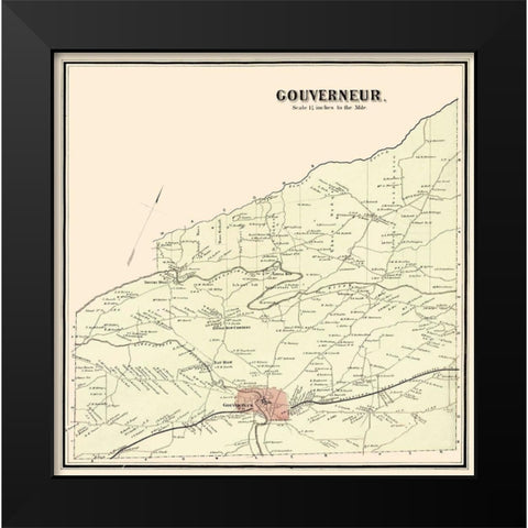 Gouverneur New York Landowner - Stone 1865 Black Modern Wood Framed Art Print by Stone