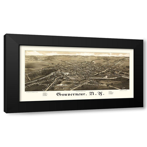 Gouverneur New York - Burleigh 1885  Black Modern Wood Framed Art Print with Double Matting by Burleigh