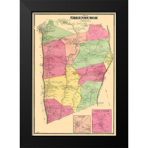 Greenburgh New York - Beers 1868 Black Modern Wood Framed Art Print by Beers