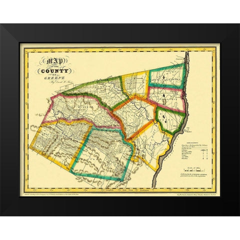 Greene New York Landowner - Burr 1829 Black Modern Wood Framed Art Print by Burr