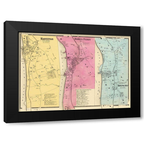 Hastings Dobbs Ferry Irvington New York Landowner Black Modern Wood Framed Art Print with Double Matting by Beers