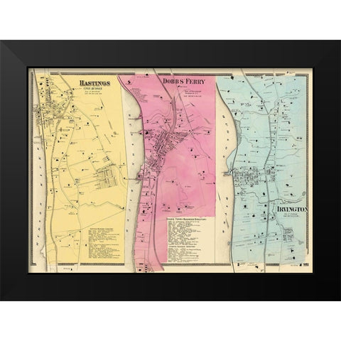 Hastings Dobbs Ferry Irvington New York Landowner Black Modern Wood Framed Art Print by Beers