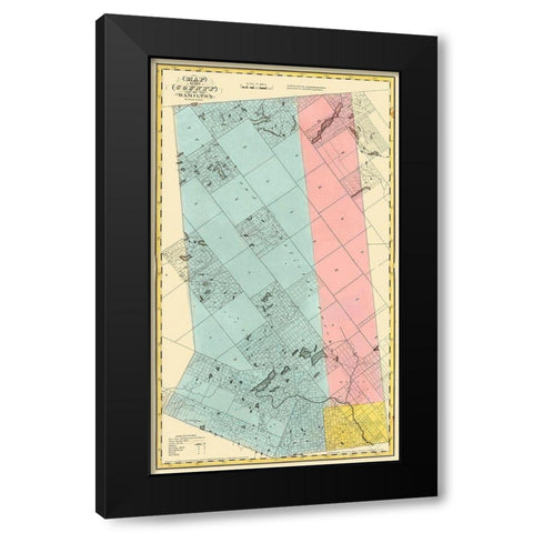 Hamilton New York Landowner - Burr 1829 Black Modern Wood Framed Art Print with Double Matting by Burr