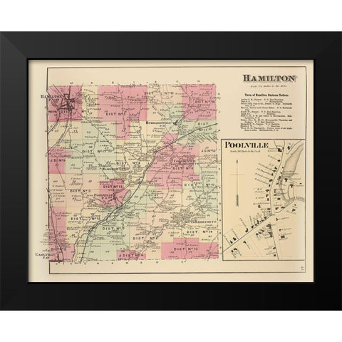 Hamilton New York Landowner - Whitman 1875 Black Modern Wood Framed Art Print by Whitman