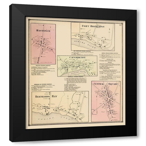 Hastings New York Landowner - Stone 1867 Black Modern Wood Framed Art Print with Double Matting by Stone