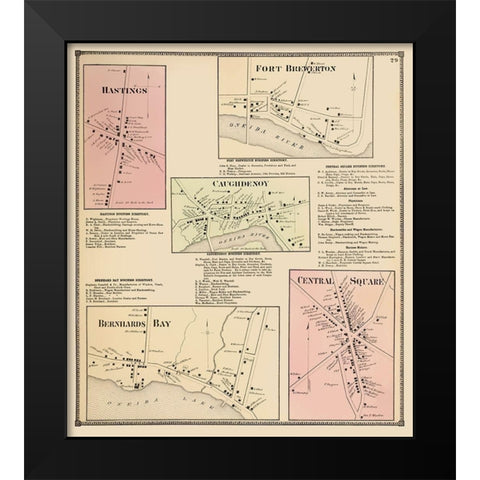 Hastings New York Landowner - Stone 1867 Black Modern Wood Framed Art Print by Stone