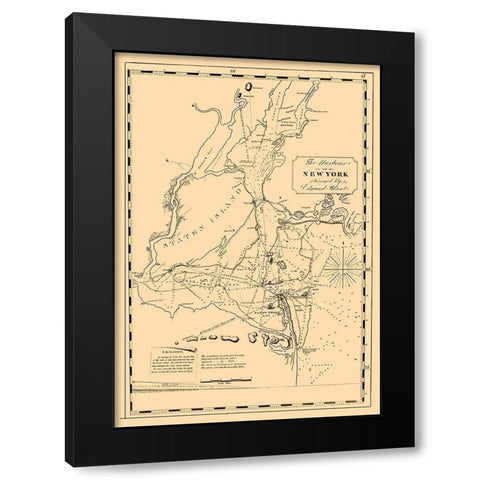 New York Harbor - Blunt 1827 Black Modern Wood Framed Art Print by Blunt