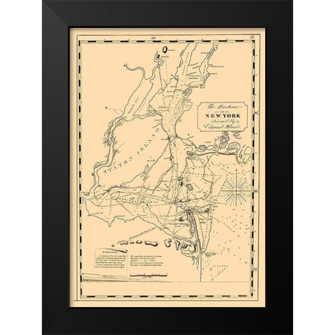 New York Harbor - Blunt 1827 Black Modern Wood Framed Art Print by Blunt