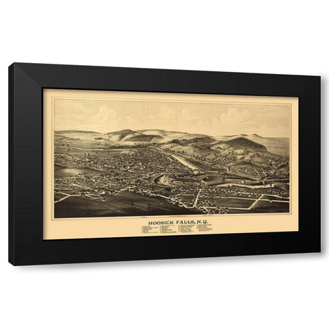 Hoosick Falls New York - Burleigh 1889  Black Modern Wood Framed Art Print by Burleigh