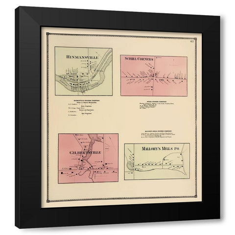 Hinmansville New York Landowner - Stone 1866 Black Modern Wood Framed Art Print by Stone