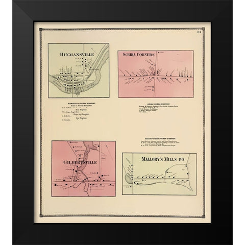 Hinmansville New York Landowner - Stone 1866 Black Modern Wood Framed Art Print by Stone