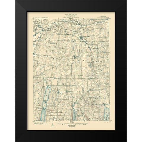 Honeoye New York Quad - USGS 1904 Black Modern Wood Framed Art Print by USGS
