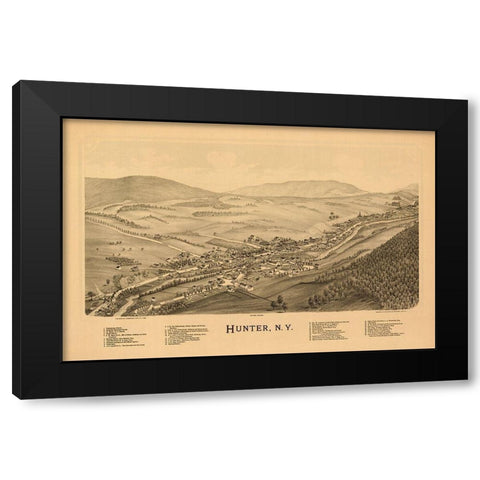 Hunter New York - Burleigh 1890  Black Modern Wood Framed Art Print by Burleigh