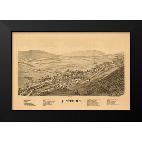 Hunter New York - Burleigh 1890  Black Modern Wood Framed Art Print by Burleigh