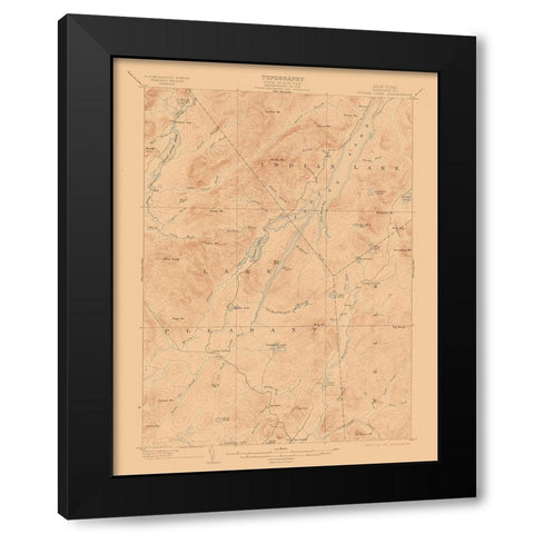 Indian Lake New York Quad - USGS 1902 Black Modern Wood Framed Art Print with Double Matting by USGS